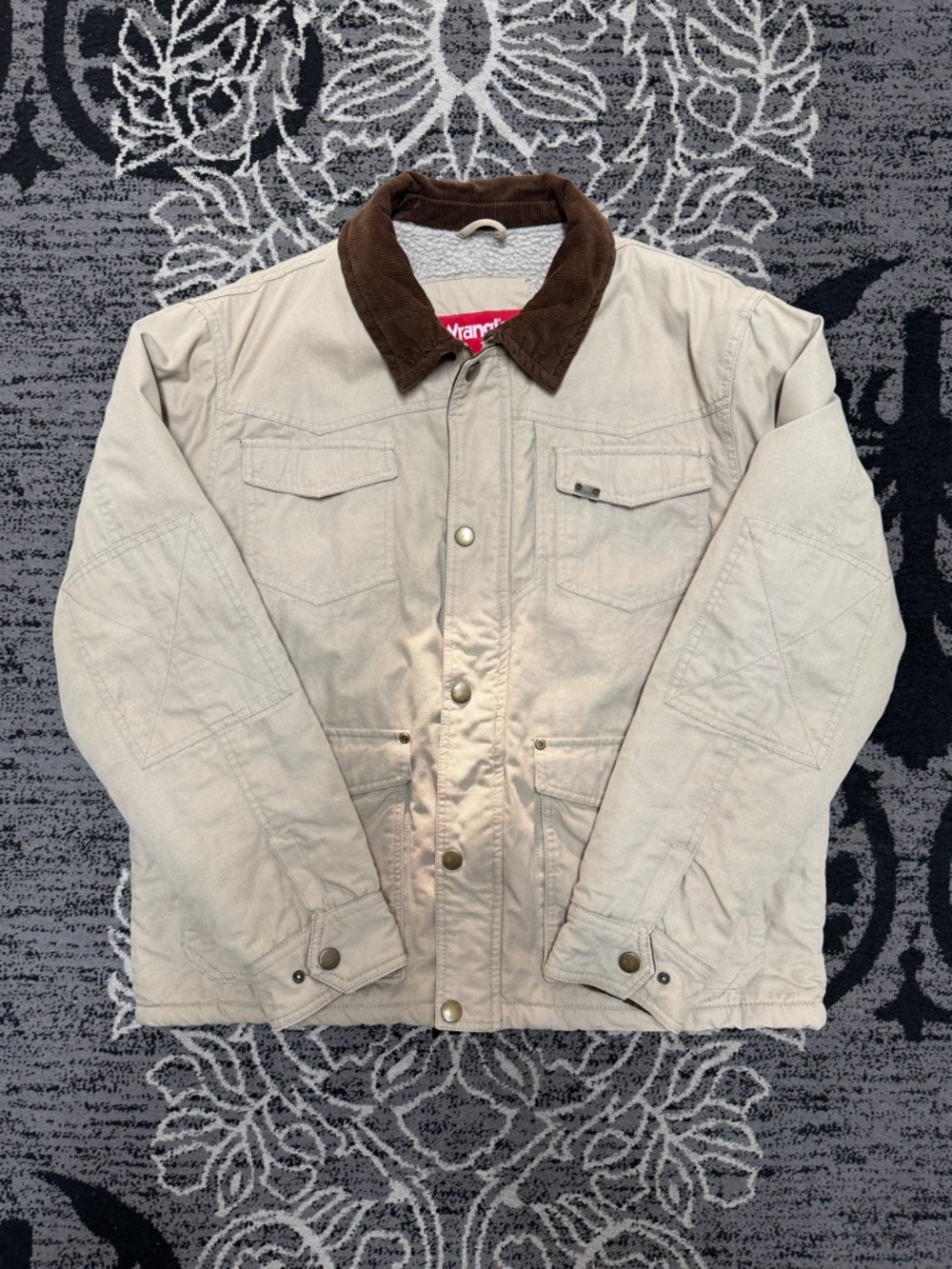 Wrangler Tan Field Jacket with Brown Corduroy Collar
